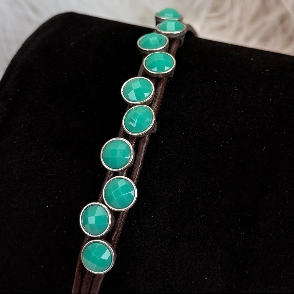 Beautiful, bohemian chic, brown and greenish blue costume bracelet